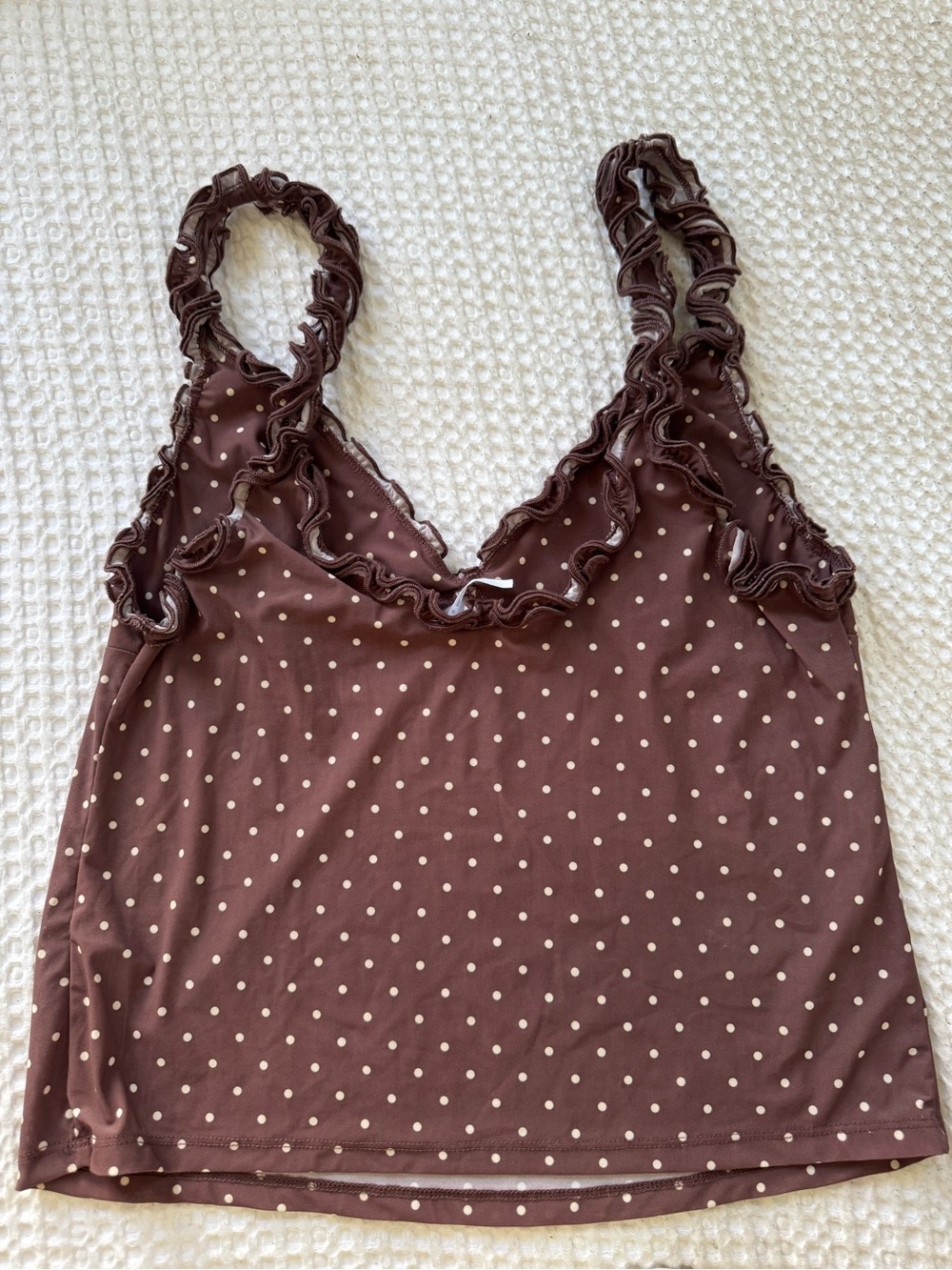 Urban Outfitters Brown Tank Top with Cream Polka Dots - Picture 2 of 3